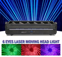 Đèn Moving Laser 6 Đầu Độc Lập Full RGB