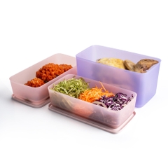 Bộ 3 Hộp Trữ Mát Tupperware Cubix Rectangle 3.1L và 1.4L - New Tupperware