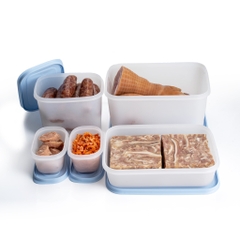 Bộ 5 Hộp Tupperware Trữ Đông Gen II  (2 hộp 170ml+1 hộp 1.1L+1 hộp 1L và 1 hộp 2.5L ) - New Tupperware