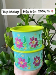 Tupmalay - Hộp Mát Tròn Tupperware One Touch OT Batik Hoa Xanh (01 Hộp)
