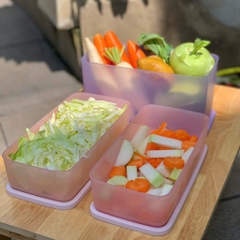 Bộ 3 Hộp Trữ Mát Tupperware Cubix Rectangle 3.1L và 1.4L - New Tupperware