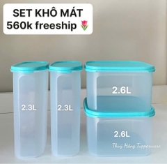 Tuptrung Set 4 Hộp Khô Nắp Xanh Pastel