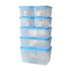 Bộ 7 Hộp Trữ Đông Tupperware 2.6L, 1.7L, 650ml - Nắp Xanh (Bộ 2)