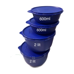 Bộ 4 Hộp Trữ Mát Tupperware Modular Bowl 600ml & 2L - Xanh Dương Đậm
