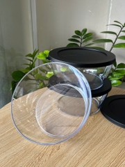Tupmalay Hộp Tròn Màu Đen Clear Bowl 1.3L
