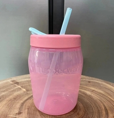 Hộp Jar 550ml có ống hút -màu mới
