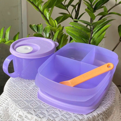 Bộ Hộp Cơm Tupperware 3 Ngăn Màu Tím - Tupperware Trung Chất Lượng