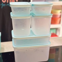 Combo Tuptrung - 6 Hộp đông xanh min thân trong bông tuyết - gồm 2h 450ml 2h 1.1L 1h dẹp 1L 1h 2.5L - Tupperware