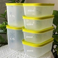 Bộ 6 Hộp Tupperware Trữ Đông  4 Hộp 450ml+2 Hộp 1.1L - Nắp Cốm Đông Thân Trong Bông Tuyết - Tupperware Trung Chính Hãng