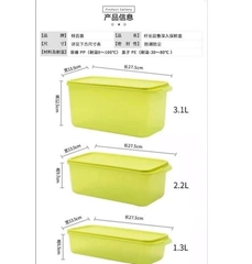 Bộ 4 Hộp Tupperware Trữ Mát 3.1L, 2.2L, 1.3L - Xanh Lá - Tupperware Trung Chính Hãng