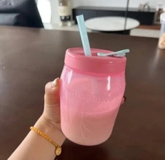 Hộp Jar 550ml có ống hút -màu mới
