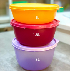 Combo Tuptrung - Hộp Bowl tròn tươi mát Tupperware gồm hộp 1L + 1.5L + 2L - Hộp 2L tím