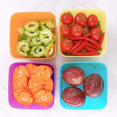 Bộ Hộp BQTP Tupperware Medium Square Round 4 Hộp 1L