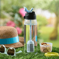 Bình Nước Tupperware Lohas 750ml  - ống Hút Có Lọc Trực Tiếp  Pure And Go Filter Straw Water Bottle Brand New 750ml Drink - Tupperware Malaysia Chính Hãng Blue