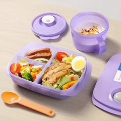Bộ Hộp Cơm Tupperware 3 Ngăn Màu Tím - Tupperware Trung Chất Lượng