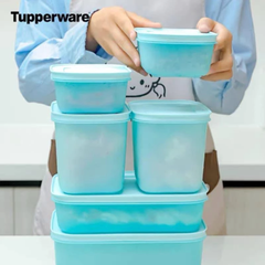 Combo Tuptrung - 6 Hộp đông xanh min thân trong bông tuyết - gồm 2h 450ml 2h 1.1L 1h dẹp 1L 1h 2.5L - Tupperware