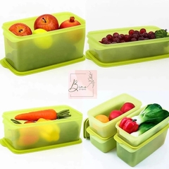 Bộ 4 Hộp Tupperware Trữ Mát 3.1L, 2.2L, 1.3L - Xanh Lá - Tupperware Trung Chính Hãng