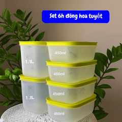 Tuptrung - Set 6 hộp đông thân trong bông tuyết (4 hộp 450ml+2 hộp 1.1L) - nắp cốm