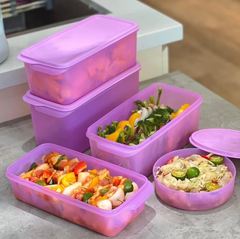 Combo Trọn Bộ Hộp Tupperware Bảo Quản Thực Phẩm Ngăn Mát Freshia Màu tím (5 Hộp)