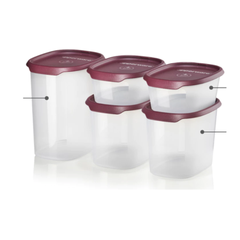 Combo Bộ Hộp Tupperware Bảo Quản Thực Phẩm One Touch Fresh 5 Hộp và Thùng Gạo Rice Smart Junior 5kg