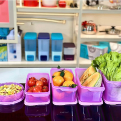 Combo Trọn Bộ Hộp Tupperware Bảo Quản Thực Phẩm Ngăn Mát Freshia Màu tím (5 Hộp)