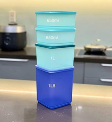 Bộ 8 Hộp  Tupperware Trữ Mát Fresh Block Squar  650ml + 1L + 1.8L  - New Tupperware Chính Hãng