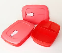 TupMalay - Bộ Hộp Cơm 3 Ngăn quay LVS 1L - Màu full đỏ