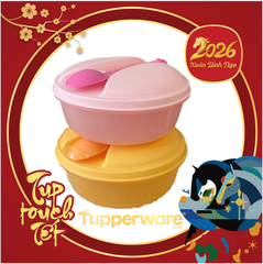 Tuptrung - Hộp Bowl tròn 600ml có muỗng cài trên nắp