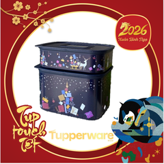 Bộ 2 Hộp Tupperware Trữ Mát Mùa Đông Limited Winter Fantasy Dark Blue Set Baseline Canister 500ml 1.3L - Tupperware Malaysia Chính Hãng
