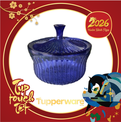 Hộp Nhựa Tupperware Royal crystalline Blue Serve 600ml - Trong Gân Sọc Có Nắp Tupperware - Tupperware Malaysia Chính Hãng