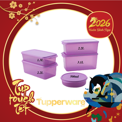Combo Trọn Bộ Hộp Tupperware Bảo Quản Thực Phẩm Ngăn Mát Freshia Màu tím (5 Hộp)