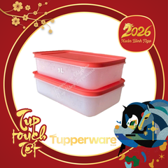Hộp Tupperware Đông dẻo 1 lít - nắp cam đậm