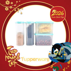 Tuptrung Set 4 Hộp Khô Nắp Xanh Pastel
