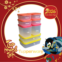 Bộ 8 Hộp  Tupperware Trữ Đông  450ML 1.1L  1L - Thân Trong - Tupperware Trung Chính Hãng