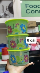 Tupmalay - Hộp Mát Tròn Tupperware One Touch OT Batik Hoa Xanh (01 Hộp)