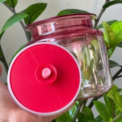 Tuptrung Hũ Đựng Snack Nhựa Clear Trong Màu Đỏ 900ml