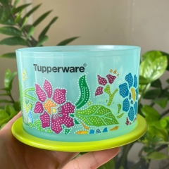 Tupmalay - Hộp Mát Tròn Tupperware One Touch OT Batik Hoa Xanh (01 Hộp)