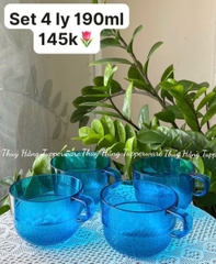 Set 4 Ly 190ml Tupperware - Xanh dương đậm