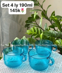 Set 4 Ly 190ml Tupperware - Xanh dương nhạt