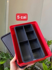 Tupmalay - Bộ khay đựng sushi, topping nhiều màu 2 ngăn - Tupperware Fun Keeper