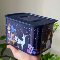 Bộ 2 Hộp Tupperware Trữ Mát Mùa Đông Limited Winter Fantasy Dark Blue Set Baseline Canister 500ml 1.3L - Tupperware Malaysia Chính Hãng