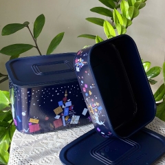 Bộ 2 Hộp Tupperware Trữ Mát Mùa Đông Limited Winter Fantasy Dark Blue Set Baseline Canister 500ml 1.3L - Tupperware Malaysia Chính Hãng