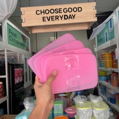 Hộp Tupperware Trữ Đông 650ml Dẹt - Nắp Hồng