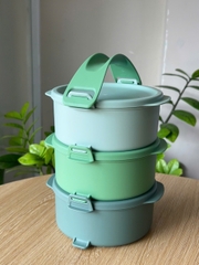 Bộ 3 Hộp Cơm Tupperware Click To Go Small Round - New Tupperware
