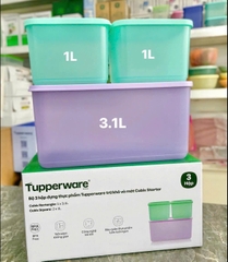 Bộ 3 Hộp Tupperware Trữ Mát Cubix Starter  3.1L & 1L - New Tupperware