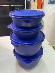 Bộ 4 Hộp Tupperware Trữ Mát Modular Bowl Xanh Dương Đậm 600ml + 2L - New Tupperware
