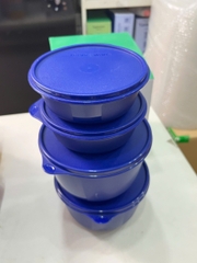 Bộ 4 Hộp Tupperware Trữ Mát Modular Bowl Xanh Dương Đậm 600ml + 2L - New Tupperware