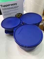 Bộ 4 Hộp Tupperware Trữ Mát Modular Bowl Xanh Dương Đậm 600ml + 2L - New Tupperware