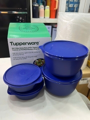 Bộ 4 Hộp Tupperware Trữ Mát Modular Bowl Xanh Dương Đậm 600ml + 2L - New Tupperware