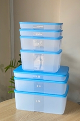 Bộ 7 Hộp Tupperware Trữ Đông ( 5.6L, 3.1L, 1.2L, 2.6L, 1.7L, 650ml dẹt ) - Nắp Xanh - Tupperware Trung Chính Hãng